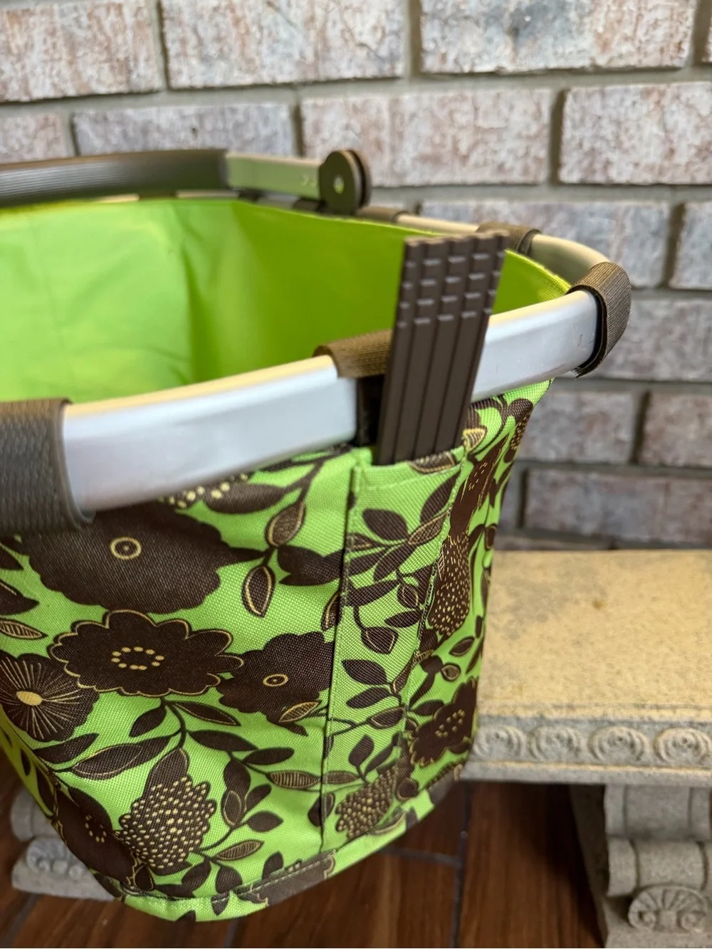 Green & Brown Floral Market Basket / Picnic Basket